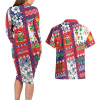 Wallis And Futuna Christmas Couples Matching Long Sleeve Bodycon Dress and Hawaiian Shirt Festive Beach Vibes LT05 - Polynesian Pride
