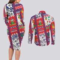 Wallis And Futuna Christmas Couples Matching Long Sleeve Bodycon Dress and Long Sleeve Button Shirt Festive Beach Vibes LT05 - Polynesian Pride