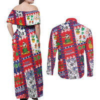 Wallis And Futuna Christmas Couples Matching Off Shoulder Maxi Dress and Long Sleeve Button Shirt Festive Beach Vibes LT05 - Polynesian Pride