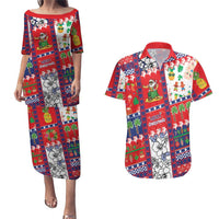 Wallis And Futuna Christmas Couples Matching Puletasi and Hawaiian Shirt Festive Beach Vibes LT05 Red - Polynesian Pride