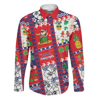 Wallis And Futuna Christmas Family Matching Summer Maxi Dress and Hawaiian Shirt Festive Beach Vibes LT05 Dad's Shirt - Long Sleeve Red - Polynesian Pride