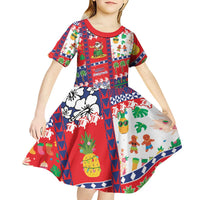 Wallis And Futuna Christmas Kid Short Sleeve Dress Festive Beach Vibes - Polynesian Pride