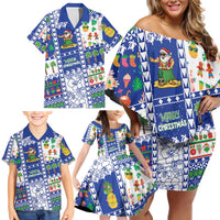 Northern Mariana Islands Christmas Family Matching Off Shoulder Short Dress and Hawaiian Shirt Festive Beach Vibes LT05 - Polynesian Pride