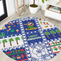 Northern Mariana Islands Christmas Round Carpet Festive Beach Vibes LT05 Blue - Polynesian Pride