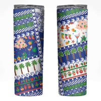 Northern Mariana Islands Christmas Skinny Tumbler Festive Beach Vibes LT05 Blue - Polynesian Pride