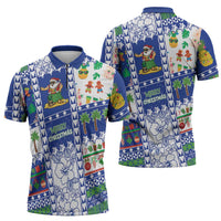 Northern Mariana Islands Christmas Zipper Polo Shirt Festive Beach Vibes - Polynesian Pride
