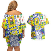 New Caledonia Christmas Couples Matching Off Shoulder Short Dress and Hawaiian Shirt Festive Beach Vibes LT05 - Polynesian Pride