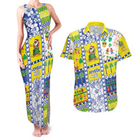 New Caledonia Christmas Couples Matching Tank Maxi Dress and Hawaiian Shirt Festive Beach Vibes LT05 Yellow - Polynesian Pride