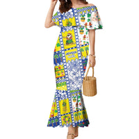 New Caledonia Christmas Family Matching Mermaid Dress and Hawaiian Shirt Festive Beach Vibes LT05 Mom's Dress Yellow - Polynesian Pride