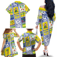 New Caledonia Christmas Family Matching Off The Shoulder Long Sleeve Dress and Hawaiian Shirt Festive Beach Vibes LT05 - Polynesian Pride