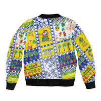 New Caledonia Christmas Sleeve Zip Bomber Jacket Festive Beach Vibes - Polynesian Pride