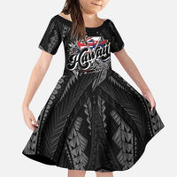 Hawaii November 28th Family Matching Long Sleeve Bodycon Dress and Hawaiian Shirt Kanaka Maoli Tribal Pattern LT05 Daughter's Dress Black - Polynesian Pride