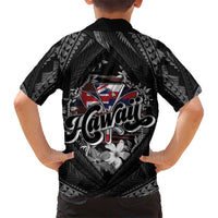 Hawaii November 28th Family Matching Off The Shoulder Long Sleeve Dress and Hawaiian Shirt Kanaka Maoli Tribal Pattern LT05 - Polynesian Pride