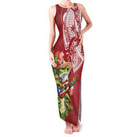 Puerto Rico Coqui Frog Family Matching Tank Maxi Dress and Hawaiian Shirt Tropical Flowers Polynesian Style LT05 Mom's Dress Red - Polynesian Pride