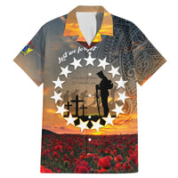 Cook Islands ANZAC Day Family Matching Mermaid Dress and Hawaiian Shirt Lest We Forget LT05 Dad's Shirt - Short Sleeve Grey - Polynesian Pride