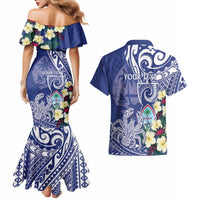 Personalised Hafa Adai Guam Couples Matching Mermaid Dress and Hawaiian Shirt Latte Stone With Coconut Crab LT05 - Polynesian Pride