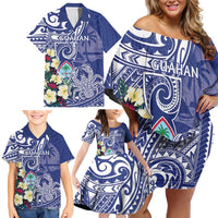 Personalised Hafa Adai Guam Family Matching Off Shoulder Short Dress and Hawaiian Shirt Latte Stone With Coconut Crab LT05 - Polynesian Pride