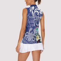 Personalised Hafa Adai Guam Women Sleeveless Polo Shirt Latte Stone With Coconut Crab