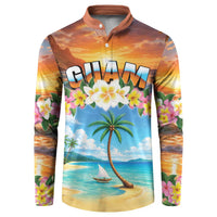 Guam Button Sweatshirt Eternal Summer Sunset Beach