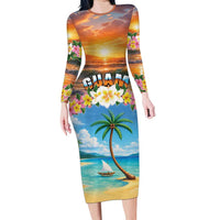 Guam Family Matching Long Sleeve Bodycon Dress and Hawaiian Shirt Eternal Summer Sunset Beach LT05 Mom's Dress Colorful - Polynesian Pride