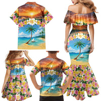 Guam Family Matching Mermaid Dress and Hawaiian Shirt Eternal Summer Sunset Beach LT05 - Polynesian Pride