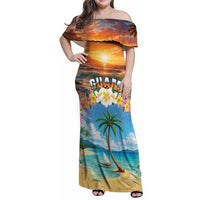 Guam Family Matching Off Shoulder Maxi Dress and Hawaiian Shirt Eternal Summer Sunset Beach LT05 Mom's Dress Colorful - Polynesian Pride