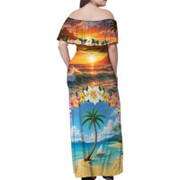 Guam Family Matching Off Shoulder Maxi Dress and Hawaiian Shirt Eternal Summer Sunset Beach LT05 - Polynesian Pride
