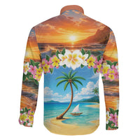 Guam Family Matching Off Shoulder Short Dress and Hawaiian Shirt Eternal Summer Sunset Beach LT05 - Polynesian Pride