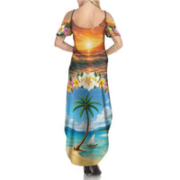 Guam Family Matching Summer Maxi Dress and Hawaiian Shirt Eternal Summer Sunset Beach LT05 - Polynesian Pride
