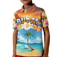 Guam Kid Polo Shirt Eternal Summer Sunset Beach