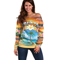 Guam Off Shoulder Sweater Eternal Summer Sunset Beach