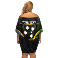 Personalised South Sea Islanders And Fiji Family Matching Off Shoulder Short Dress and Hawaiian Shirt Kanakas Fijian Tapa Pattern LT05 - Polynesian Pride