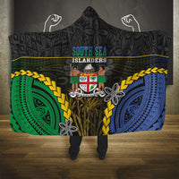 South Sea Islanders And Fiji Hooded Blanket Kanakas Fijian Tapa Pattern LT05 One Size Black - Polynesian Pride