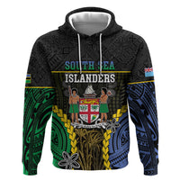 Personalised South Sea Islanders And Fiji Hoodie Kanakas Fijian Tapa Pattern LT05 Pullover Hoodie Black - Polynesian Pride