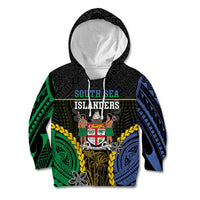 Personalised South Sea Islanders And Fiji Kid Hoodie Kanakas Fijian Tapa Pattern LT05 Hoodie Black - Polynesian Pride