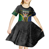 Personalised South Sea Islanders And Fiji Kid Short Sleeve Dress Kanakas Fijian Tapa Pattern LT05 - Polynesian Pride