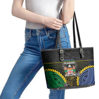 South Sea Islanders And Fiji Leather Tote Bag Kanakas Fijian Tapa Pattern LT05 - Polynesian Pride