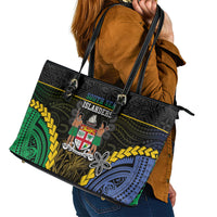 South Sea Islanders And Fiji Leather Tote Bag Kanakas Fijian Tapa Pattern LT05 - Polynesian Pride