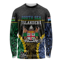 Personalised South Sea Islanders And Fiji Long Sleeve Shirt Kanakas Fijian Tapa Pattern LT05 Unisex Black - Polynesian Pride