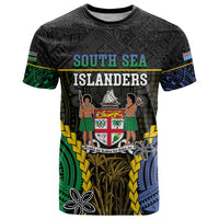Personalised South Sea Islanders And Fiji T Shirt Kanakas Fijian Tapa Pattern LT05 Black - Polynesian Pride