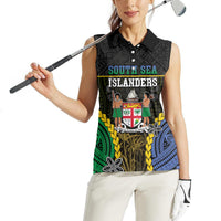 Personalised South Sea Islanders And Fiji Women Sleeveless Polo Shirt Kanakas Fijian Tapa Pattern LT05 - Polynesian Pride