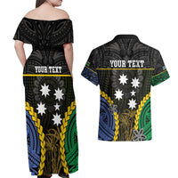 Personalised South Sea Islanders And Solomon Islands Couples Matching Off Shoulder Maxi Dress and Hawaiian Shirt Kanakas Polynesian Pattern LT05 - Polynesian Pride