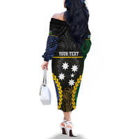 Personalised South Sea Islanders And Solomon Islands Family Matching Off The Shoulder Long Sleeve Dress and Hawaiian Shirt Kanakas Polynesian Pattern LT05 - Polynesian Pride