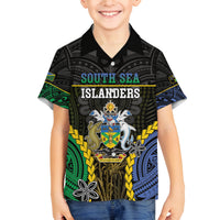Personalised South Sea Islanders And Solomon Islands Family Matching Off The Shoulder Long Sleeve Dress and Hawaiian Shirt Kanakas Polynesian Pattern LT05 Son's Shirt Black - Polynesian Pride