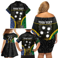 Personalised South Sea Islanders And Solomon Islands Family Matching Off Shoulder Short Dress and Hawaiian Shirt Kanakas Polynesian Pattern LT05 - Polynesian Pride