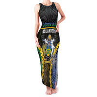 Personalised South Sea Islanders And Solomon Islands Family Matching Tank Maxi Dress and Hawaiian Shirt Kanakas Polynesian Pattern LT05 Mom's Dress Black - Polynesian Pride