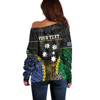 Personalised South Sea Islanders And Solomon Islands Off Shoulder Sweater Kanakas Polynesian Pattern