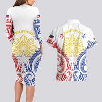 Philippines Couples Matching Long Sleeve Bodycon Dress and Hawaiian Shirt Katipunan Andres Bonifacio LT05 - Polynesian Pride