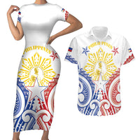 Philippines Couples Matching Short Sleeve Bodycon Dress and Hawaiian Shirt Katipunan Andres Bonifacio LT05 White - Polynesian Pride