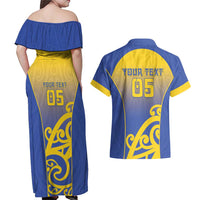 Custom James Cook High School Couples Matching Off Shoulder Maxi Dress and Hawaiian Shirt Maori Koru Pattern